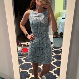 The fifth label XXS blue zebra abstract stripe lightweight infinity dress mini